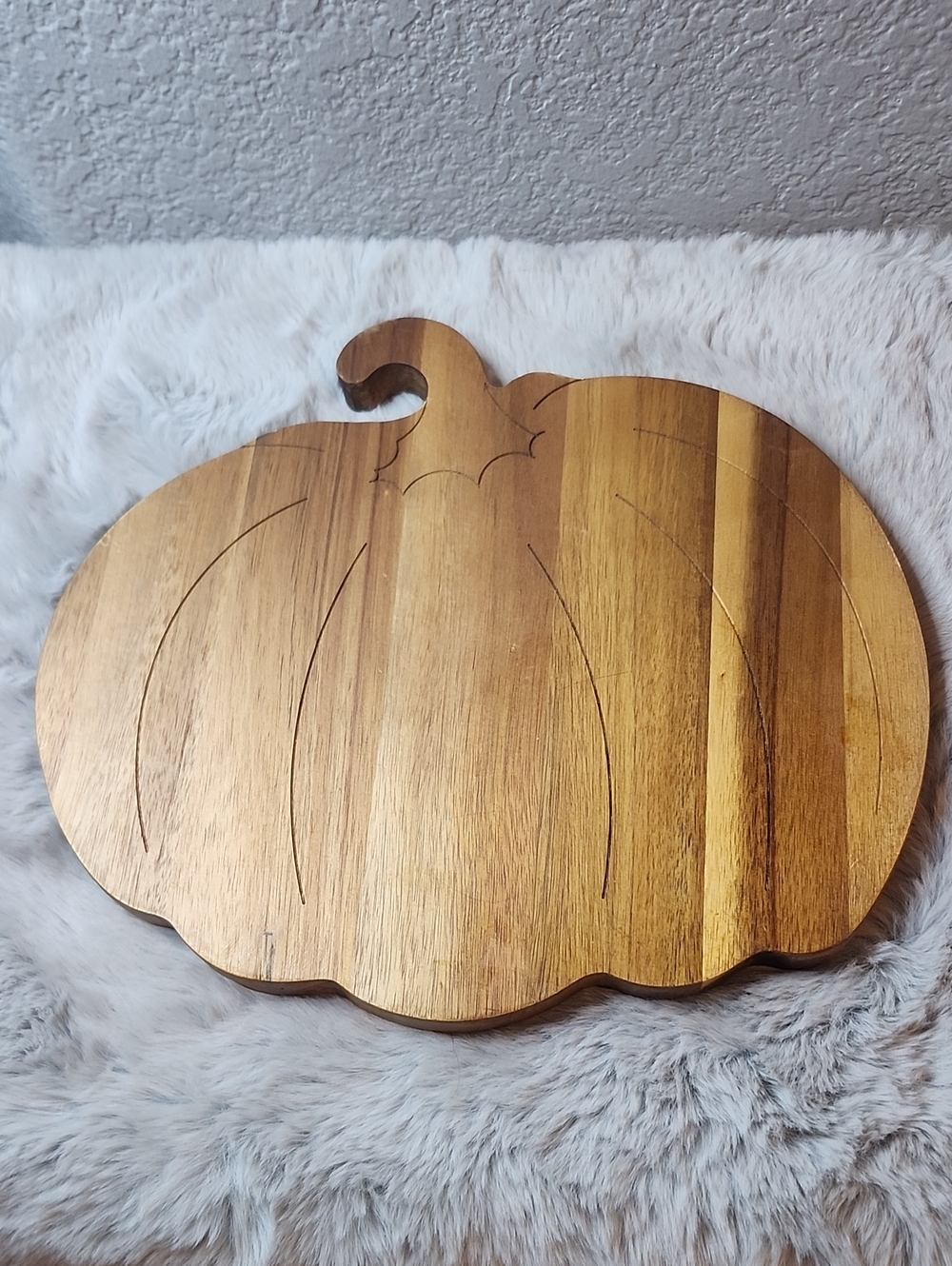 Wooden Pumpkin Serving Board - Natural Wood